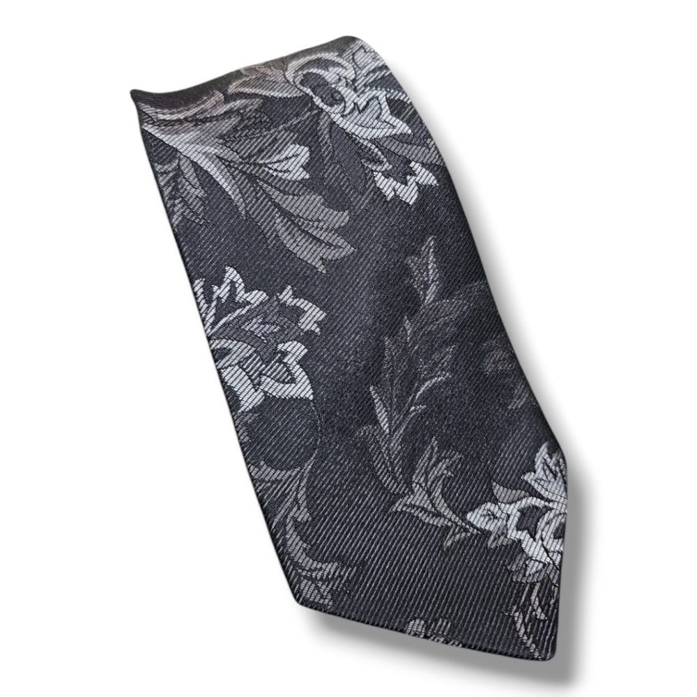 Ted Baker Black Floral Print Italian Silk Tie - OS